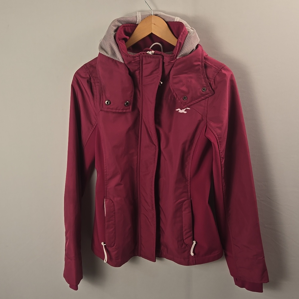 Hollister All-Weather Women's Full-Zip Hooded Jacket Fuchsia Pink Sz S Y2K 90's